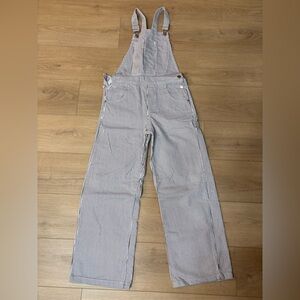 Zara Navy and White Striped overalls
